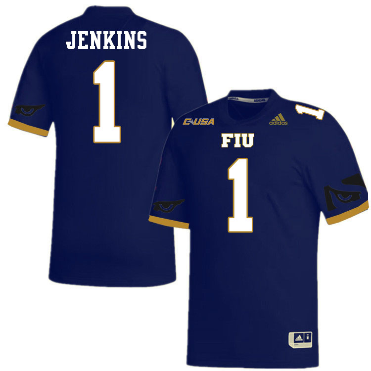 #1 Keyone Jenkins FIU Jersey,Florida International University Panthers Football Jersey-Navy